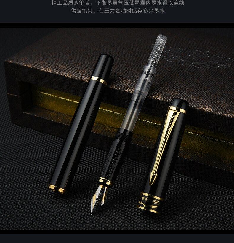 Hero 1501 Golden Eagle Fountain Pen Standard F nib Black bag packing high-grade
