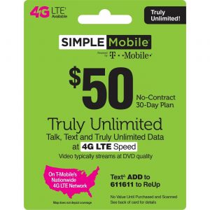 3 MONTH SIMPLE MOBILE $50 PLAN - 90 Days Preloaded with $50 Plan ($150 Value)