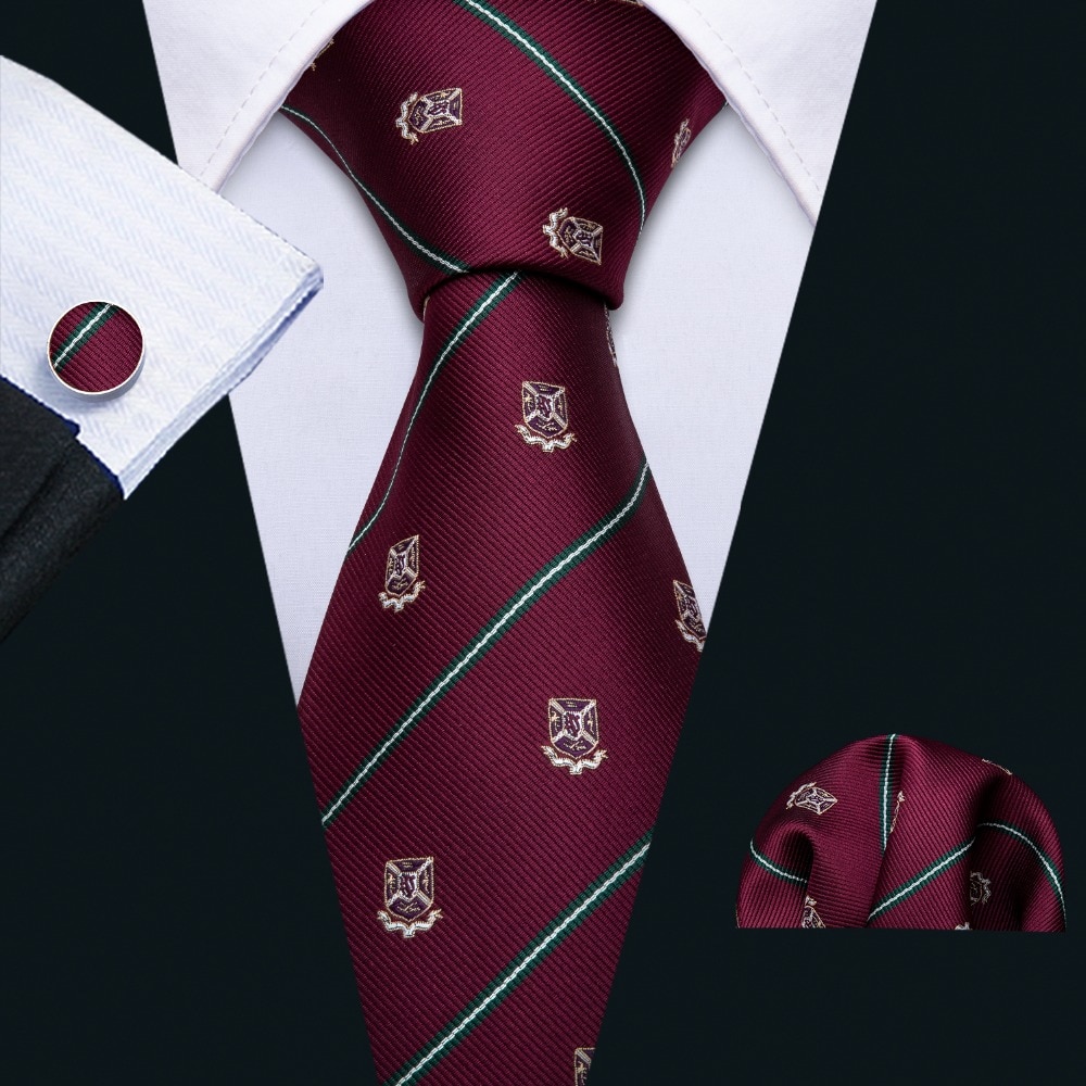 Men's Ties Silk Woven Necktie, Hanky, Cufflinks Set