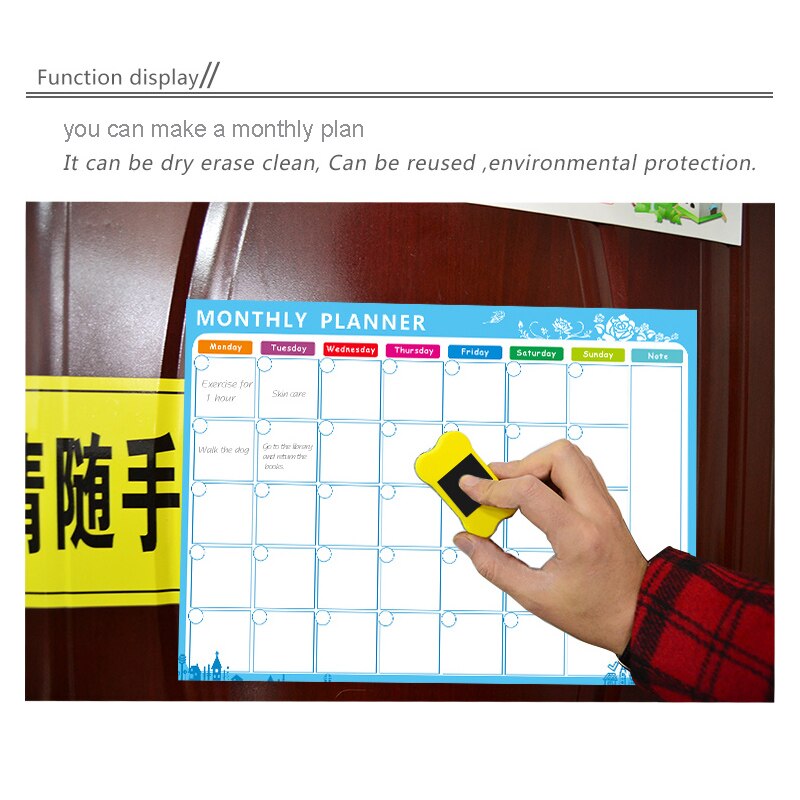 Magnetic Whiteboard Dry Erase Board Monthly Daily Planner Organizer for Kitchen